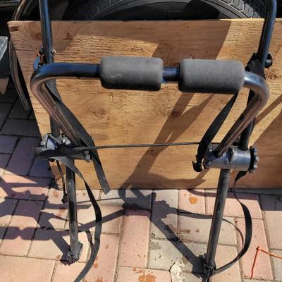 Vintage Peterson antique Folda Step ladder and collapsible adjustable bike carrier.