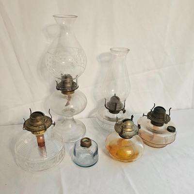 Six Vintage Hurricane Lamps (UD-DW)