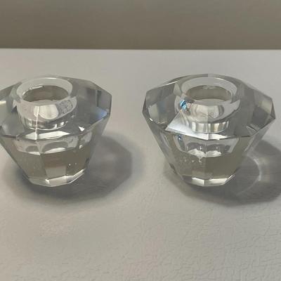 10 Sided Lead Crystal Candlestick Holders