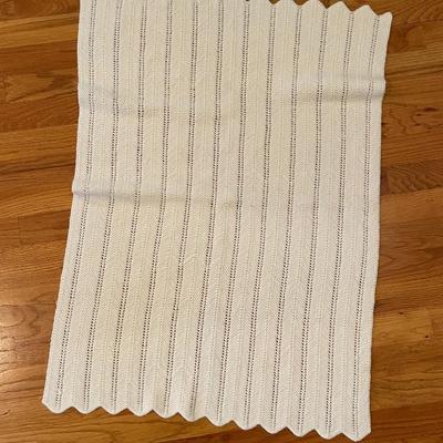 1970s Solid White Crocheted Baby Afghan