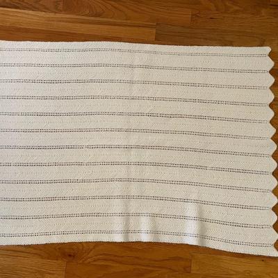 1970s Solid White Crocheted Baby Afghan