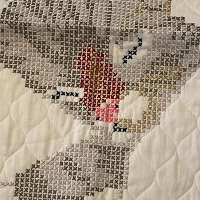 1980s Cross Stitch Good Night Cat Bedspread