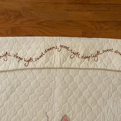 1980s Cross Stitch Good Night Cat Bedspread