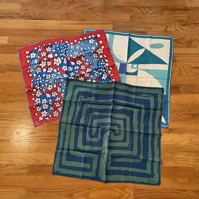 (3) Mid Century Vera Silk Scarves