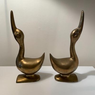 1980s Andrea by Sadek Brass Duck Book Ends