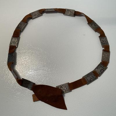 Vintage Suede and Aluminum Belt
