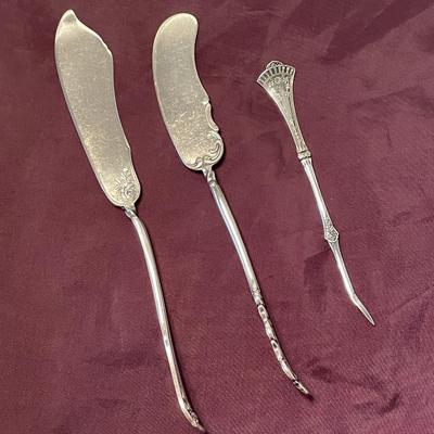 Silverplated Butter Knives and Nut Pick