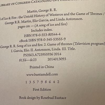 2014 1st Edition Game of Thrones Book