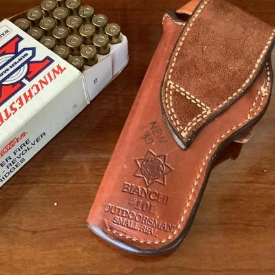 .38 ammo and leather gun holder