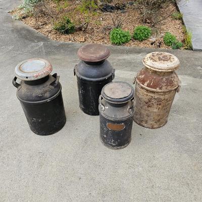 Four Vintage Milk Cans (G1-JS)