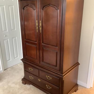 Thomasville chest/ TV cabinet 3 drawer, doors that fold in, 68â€H 40â€W 23â€depth
