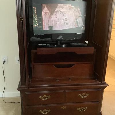 Thomasville chest/ TV cabinet 3 drawer, doors that fold in, 68â€H 40â€W 23â€depth
