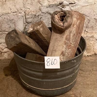 Vintage Metal Basket w/wood