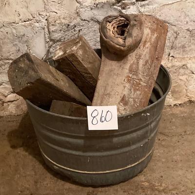 Vintage Metal Basket w/wood
