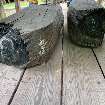 PAIR Chainsaw Carved Bear Log Benches