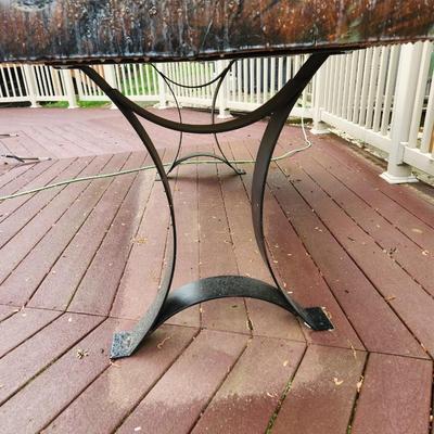 Huge 3" Thick Handmade Wood Table Outside on Deck