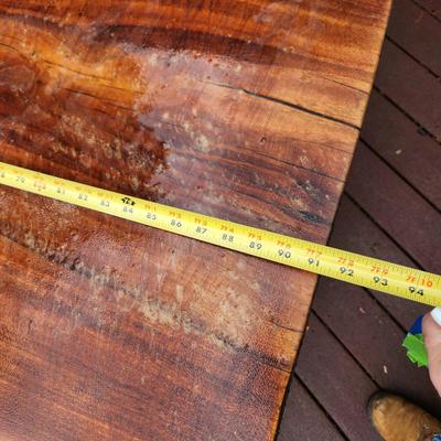 Huge 3" Thick Handmade Wood Table Outside on Deck