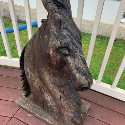 Hand Carved Wood Horse
