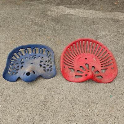 Two Vintage Cast Iron Tractor Seats (G1-JS)