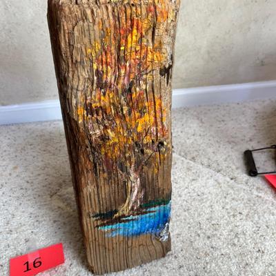 Hand painted vintage fence post section