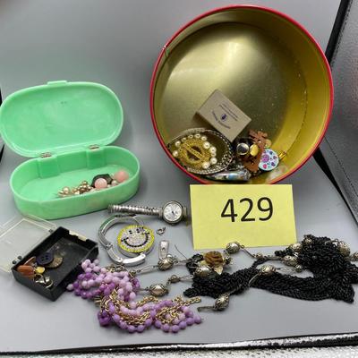 Tin of scrap/ broken jewelry