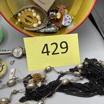 Tin of scrap/ broken jewelry