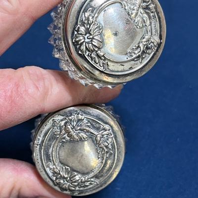 Antique matched rouge boxes