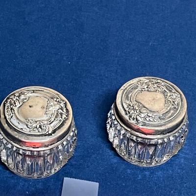 Antique matched rouge boxes