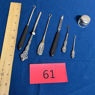 Sterling silver grooming tools & Button hooks