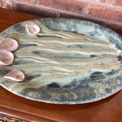 Pottery- orchid platter, shell bowl