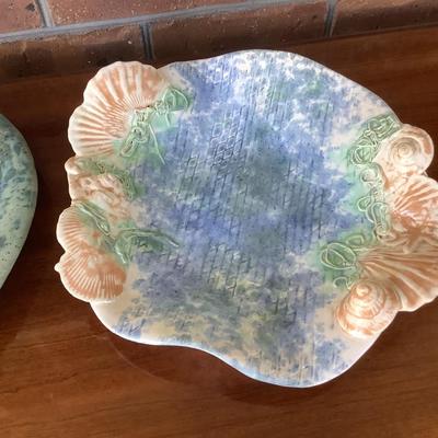 Pottery- orchid platter, shell bowl