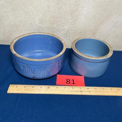 Blue Glazed Crock straight side bowls