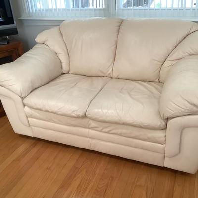 2 cream colored matching couches, 32â€H 62â€W 36â€ depth, 32â€H 80â€W 36â€depth