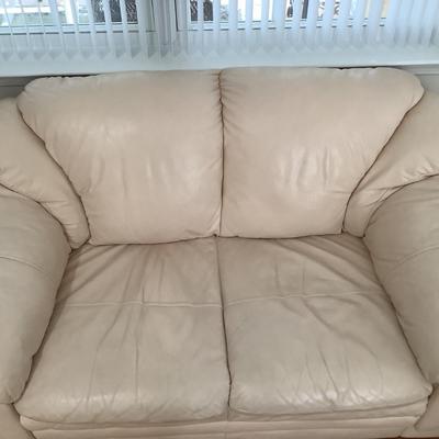 2 cream colored matching couches, 32â€H 62â€W 36â€ depth, 32â€H 80â€W 36â€depth