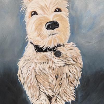 Painted Terrier Art 20" x 16"