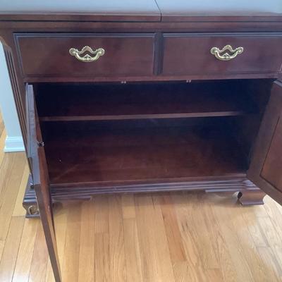 Thomasville bar cabinet on casters 33â€H 40â€W 18â€depth - 80â€W when open