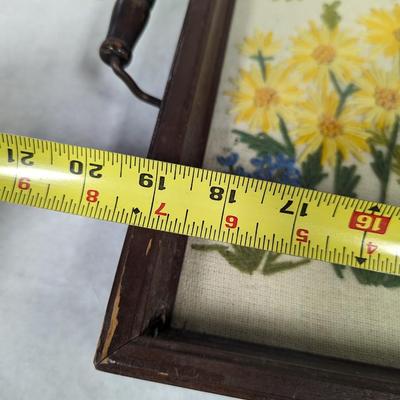 Flower Design Needlework Serving Tray
