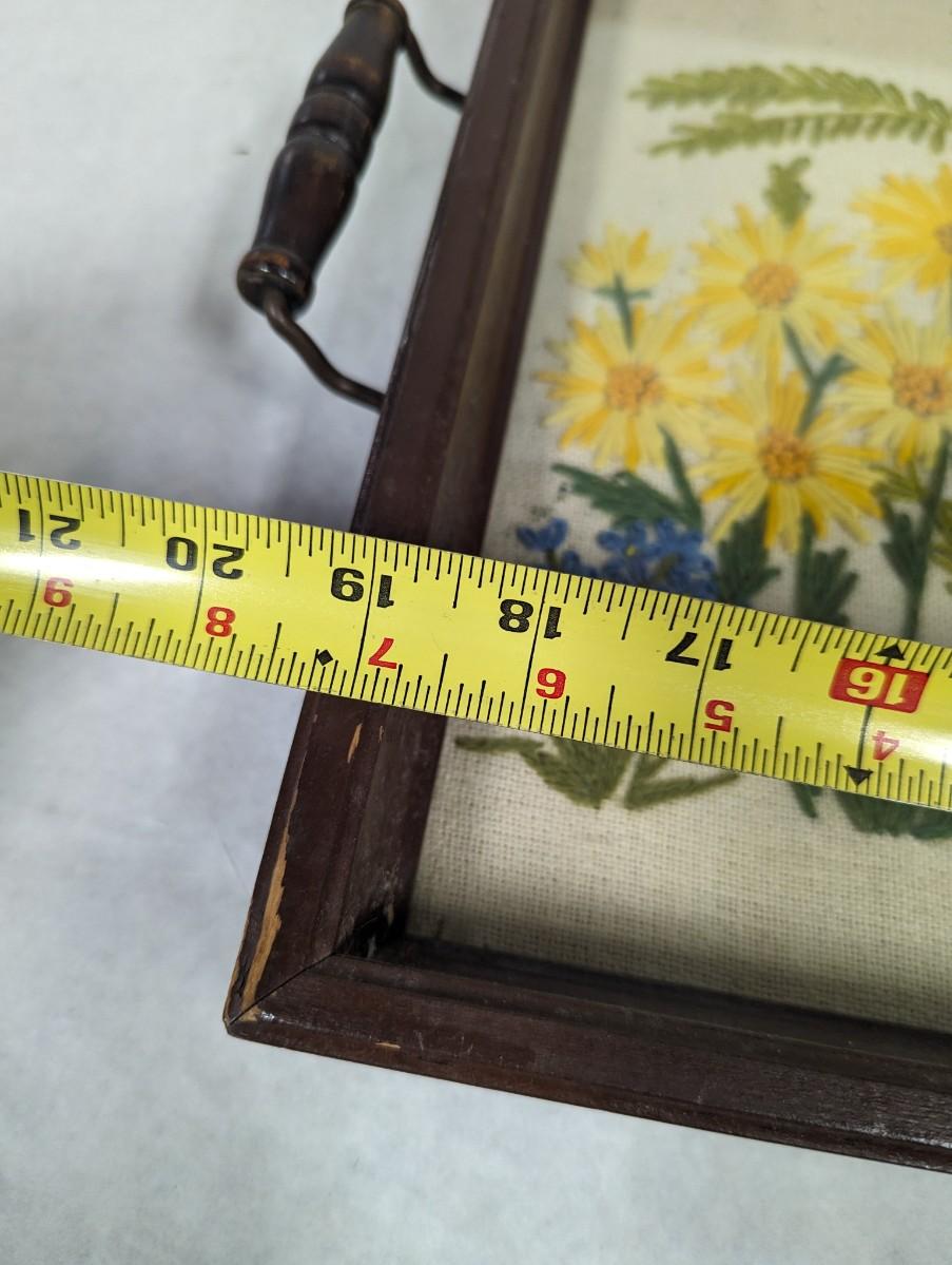 Flower Design Needlework Serving Tray