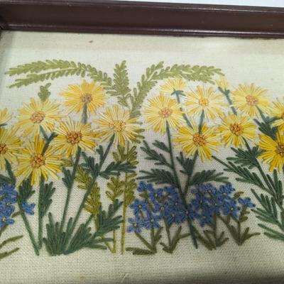 Flower Design Needlework Serving Tray