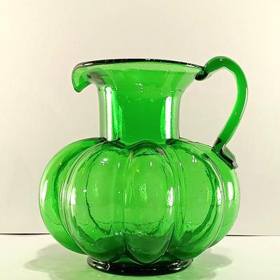 LOT 5: Hobnail Pitcher and Vase w/ Thumbprint Vase & Gourd-Shaped Pitcher