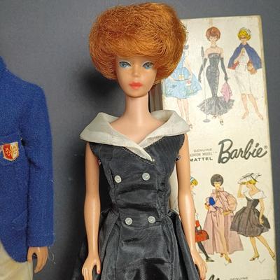 LOT 27: 1960s Bubble Cut Red Head Barbie and Flocked Hair Ken