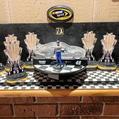 LOT 55: NASCAR Jimmy Johnson Wall of Honor Collection - Wall Hangings, Crystal Race Car and More