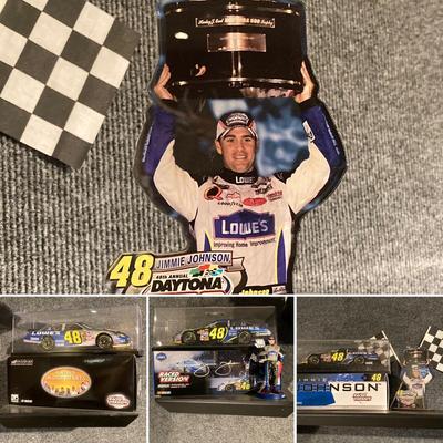LOT 60: NASCAR - Tribute to Jimmy Johnson #48 Collection, Three Die-Cast Race Cars and Figurines