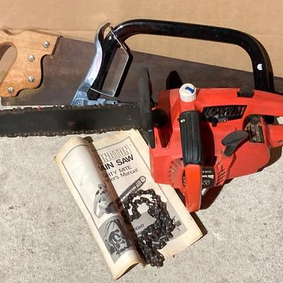 LOT 69: Remington Mighty Mite 500 Gas Powered Chain Saw with Two Hand Saws