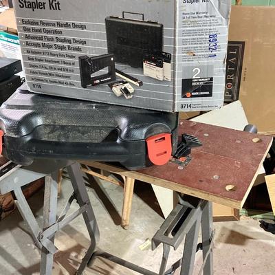LOT 76: Black and Decker Work Bench, Stapler Kit and Fire Storm Drill
