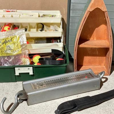 LOT 78: Fishing Collection - Tackle Boxes with Contents, Hanson Viking Scale and More