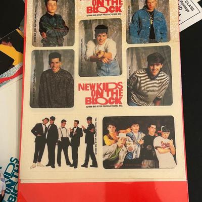 LOT 98DN: Vintage New Kids on the Block Collection -Jordan Doll, Fan Club Cards, Stickers, Books, Shirts And More