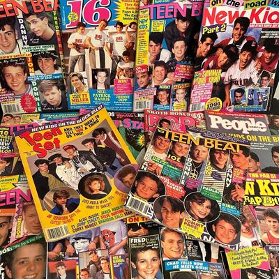 LOT 98DN: Vintage New Kids on the Block Collection -Jordan Doll, Fan Club Cards, Stickers, Books, Shirts And More
