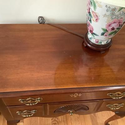 Thomasville cherry low boy 30â€H 32â€W 18â€depth lamp 26â€H floral arrangement