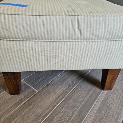 Two Pinstriped Easy Chairs with one ottoman